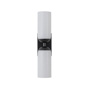 Chandelierias - Modern 2 - Light Cylinder Opal White Glass Wall Sconce - Chandeliers - Matte Black - 