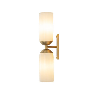 Chandelierias - Modern 2 - Light Cylinder Opal White Glass Wall Sconce - Chandeliers - Matte Black - 