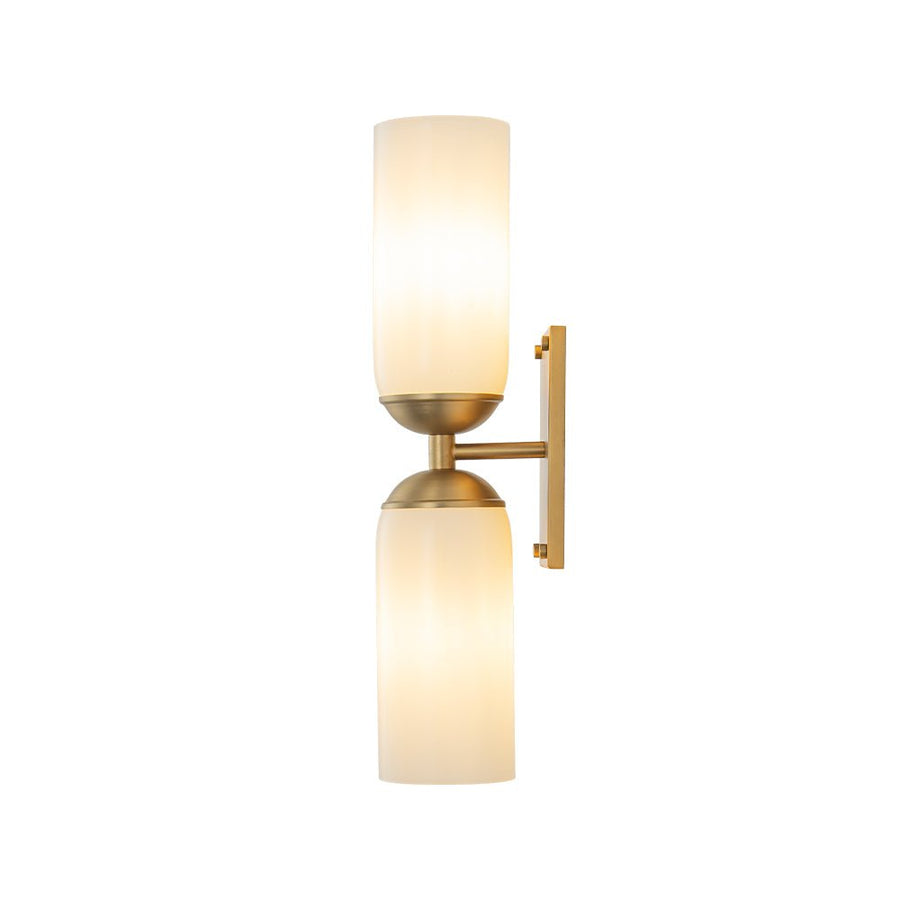 Chandelierias - Modern 2 - Light Cylinder Opal White Glass Wall Sconce - Chandeliers - Matte Black - 