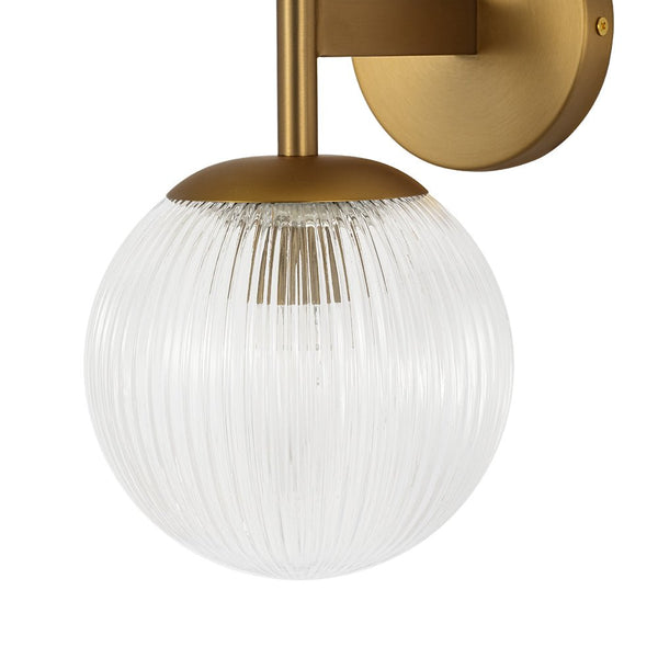 Chandelierias - Modern 2 - Light Dewdrop Ribbed Glass Bathroom Vanity Light - Wall Light - Brass - 