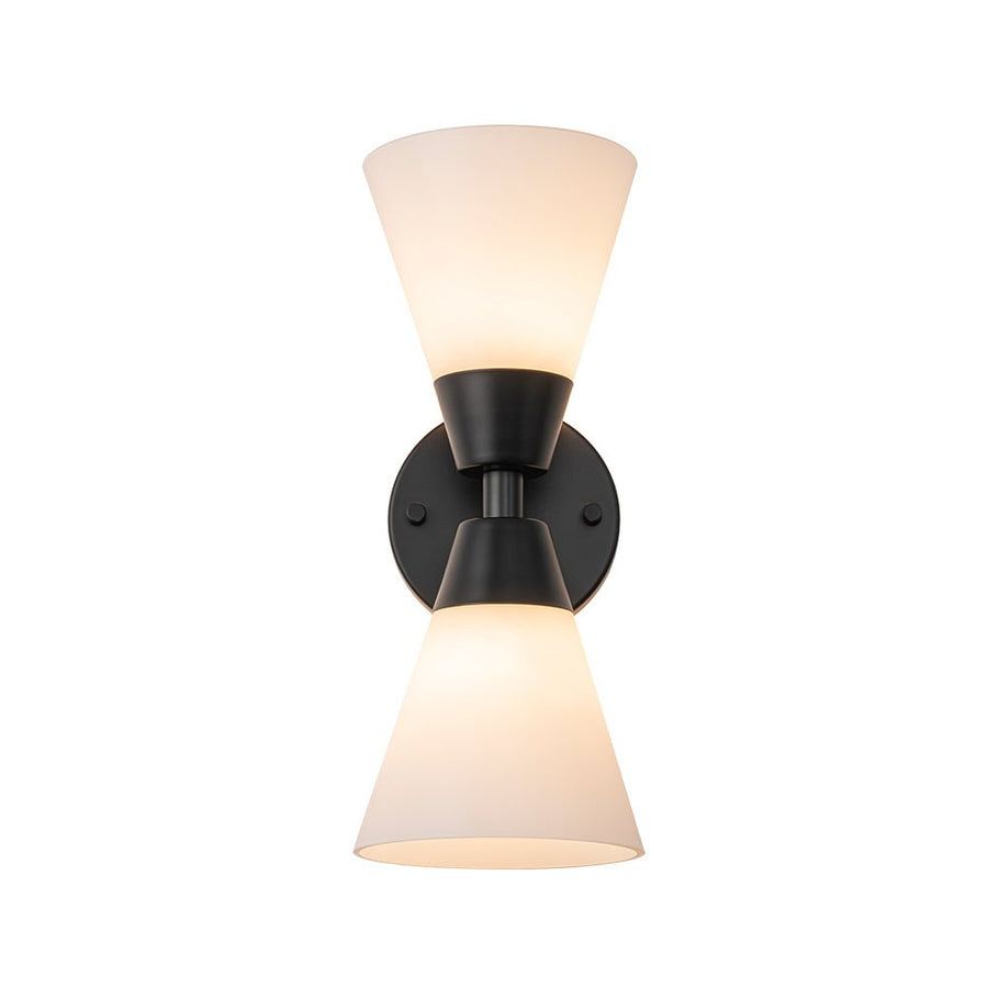 Chandelierias - Modern 2 - Light Double Cone Opal Glass Wall Sconce - Wall Light - Black - 