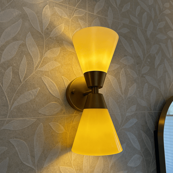 Chandelierias - Modern 2 - Light Double Cone Opal Glass Wall Sconce - Wall Light - Black - 