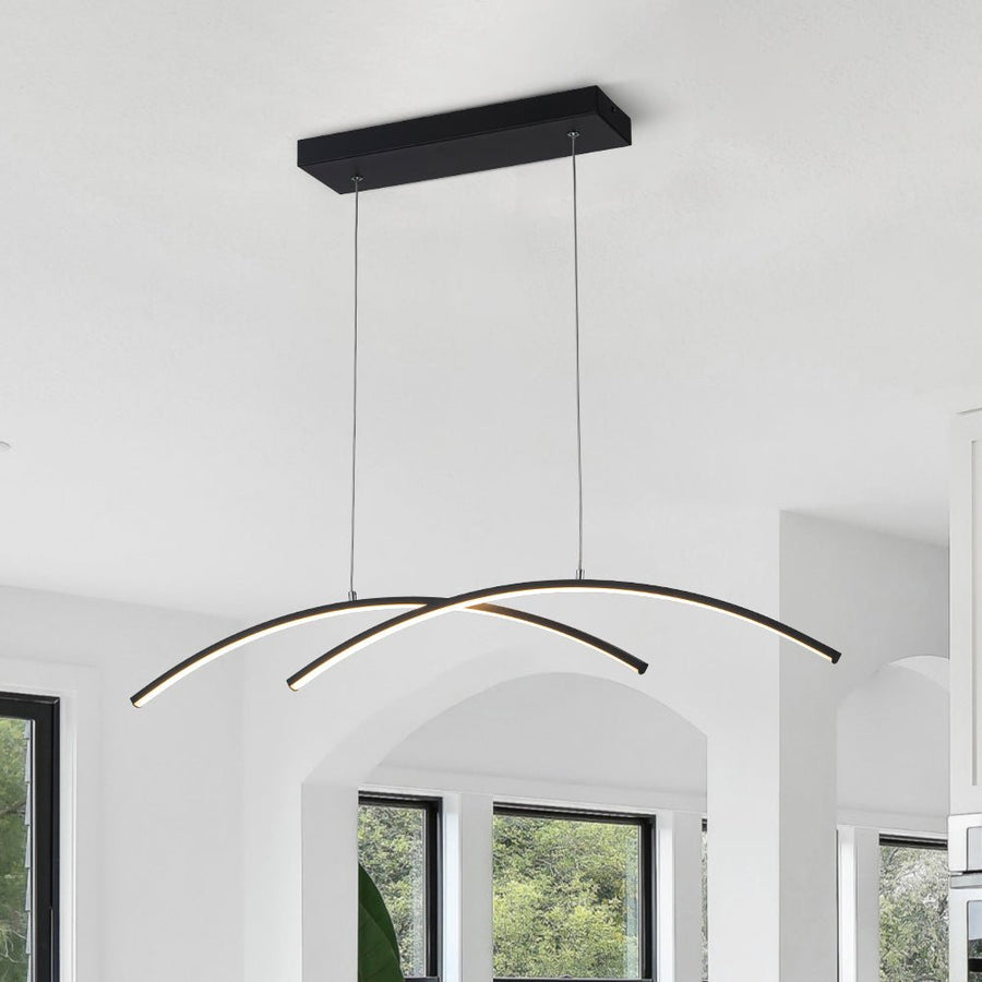 Chandelierias - Modern 2 - Light Minimalist Arc Dimmable LED Pendant - Pendant - Matte Black - 