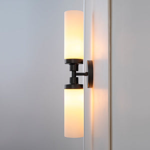 Chandelierias - Modern 2 - Light Opal Glass Linear Vanity Light - Wall Light - Black - 