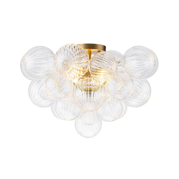 Chandelierias - Modern 2 - Light Ribbed Glass Cluster Dreamy Bubble Semi - flush Mount - Semi Flush - Brass - 
