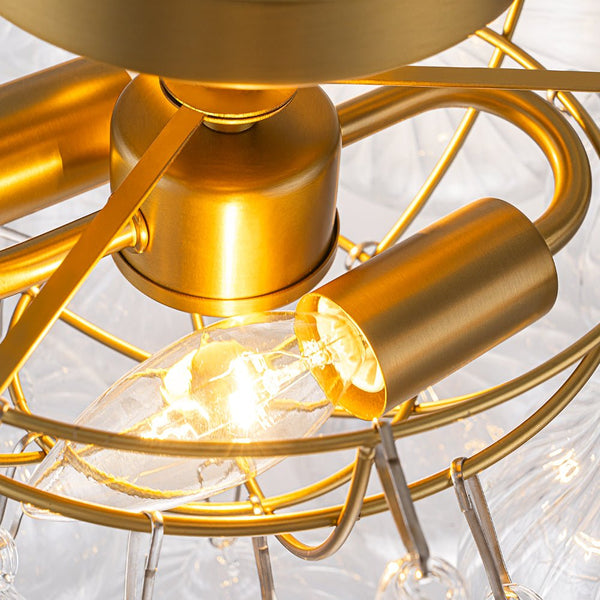 Chandelierias - Modern 2 - Light Ribbed Glass Cluster Dreamy Bubble Semi - flush Mount - Semi Flush - Brass - 