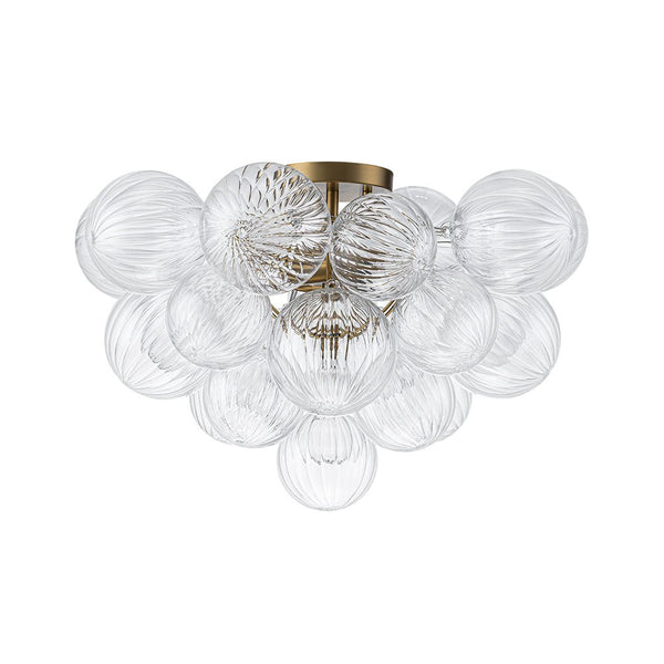 Chandelierias - Modern 2 - Light Ribbed Glass Cluster Dreamy Bubble Semi - flush Mount - Semi Flush - Brass - 