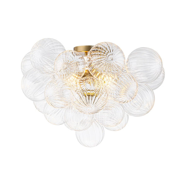 Chandelierias - Modern 2 - Light Ribbed Glass Cluster Dreamy Bubble Semi - flush Mount - Semi Flush - Brass - 