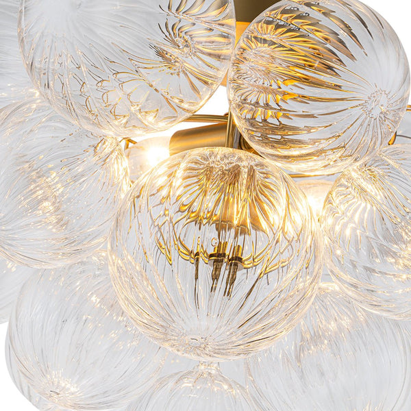 Chandelierias - Modern 2 - Light Ribbed Glass Cluster Dreamy Bubble Semi - flush Mount - Semi Flush - Brass - 