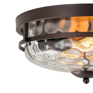 Chandelierias - Modern 2 - Light Rippled Glass Flush Mount Ceiling Light - Flush Mount - Gold - 