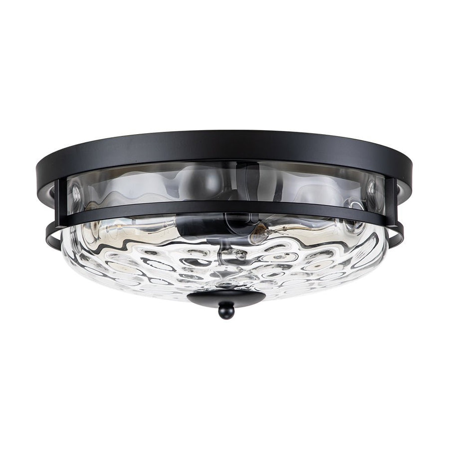 Chandelierias-Modern 2-Light Rippled Glass Flush Mount-Flush Mount-Matte Black (Back-order & Arrive in 3-4 Weeks)-