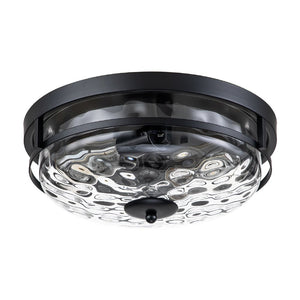 Chandelierias-Modern 2-Light Rippled Glass Flush Mount-Flush Mount-Matte Black (Back-order & Arrive in 3-4 Weeks)-