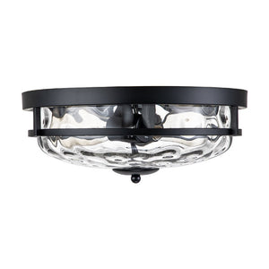 Chandelierias-Modern 2-Light Rippled Glass Flush Mount-Flush Mount-Matte Black (Back-order & Arrive in 3-4 Weeks)-