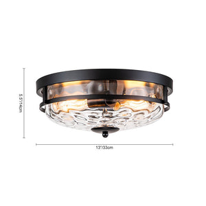 Chandelierias-Modern 2-Light Rippled Glass Flush Mount-Flush Mount-Matte Black (Back-order & Arrive in 3-4 Weeks)-