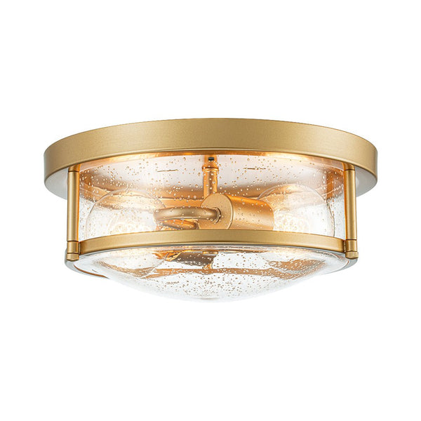 Chandelierias - Modern 2 - Light Seedy Bowl Glass Flush Mount - Flush Mount - Gold - 