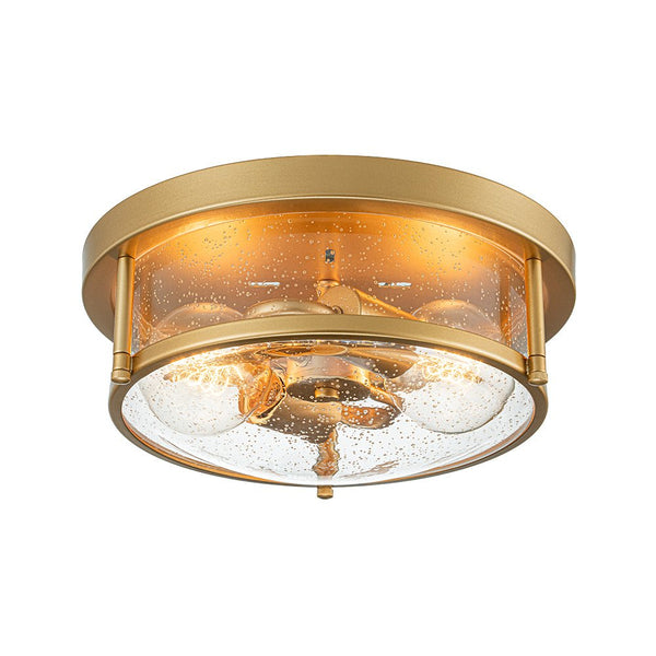 Chandelierias - Modern 2 - Light Seedy Bowl Glass Flush Mount - Flush Mount - Gold - 