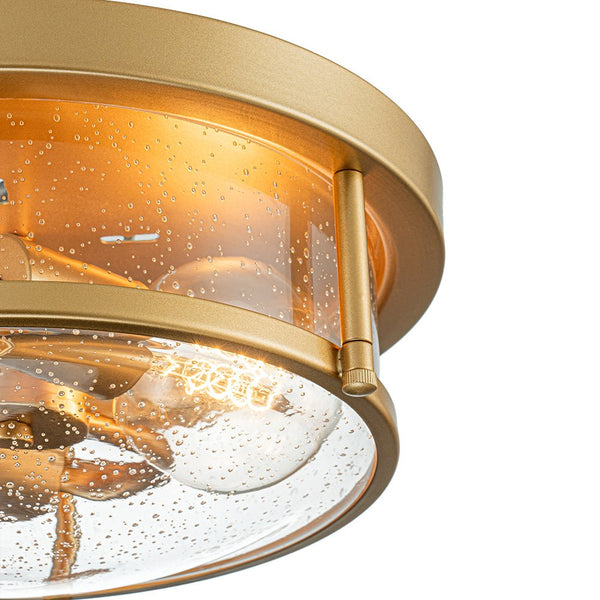 Chandelierias - Modern 2 - Light Seedy Bowl Glass Flush Mount - Flush Mount - Gold - 