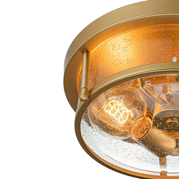 Chandelierias - Modern 2 - Light Seedy Bowl Glass Flush Mount - Flush Mount - Gold - 