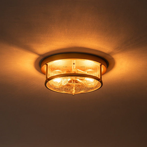 Chandelierias - Modern 2 - Light Seedy Bowl Glass Flush Mount - Flush Mount - Gold - 