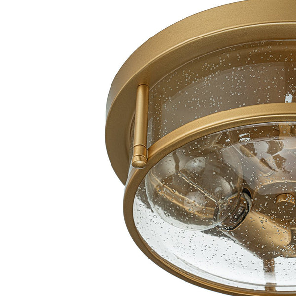 Chandelierias - Modern 2 - Light Seedy Bowl Glass Flush Mount - Flush Mount - Gold - 