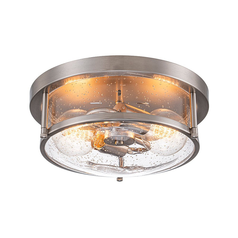 Chandelierias - Modern 2 - Light Seedy Bowl Glass Flush Mount - Flush Mount - Nickel - 