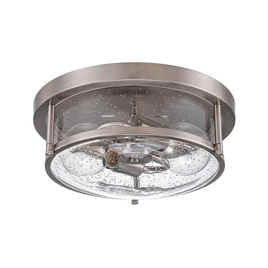 Chandelierias - Modern 2 - Light Seedy Bowl Glass Flush Mount - Flush Mount - Nickel - 