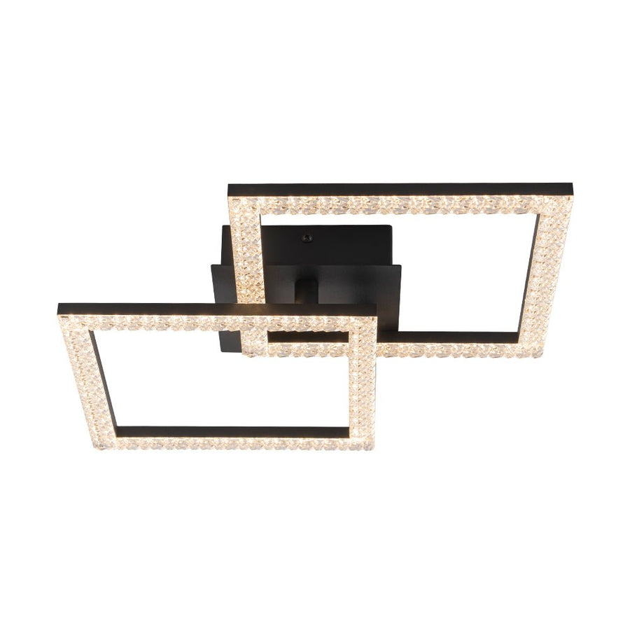 Chandelierias - Modern 2 - Light Square Cross Loop LED Semi - Flush Mount Ceiling Light - Semi Flush - Matte Black - 