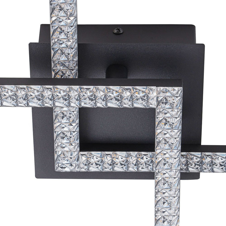 Chandelierias - Modern 2 - Light Square Cross Loop LED Semi - Flush Mount Ceiling Light - Semi Flush - Matte Black - 