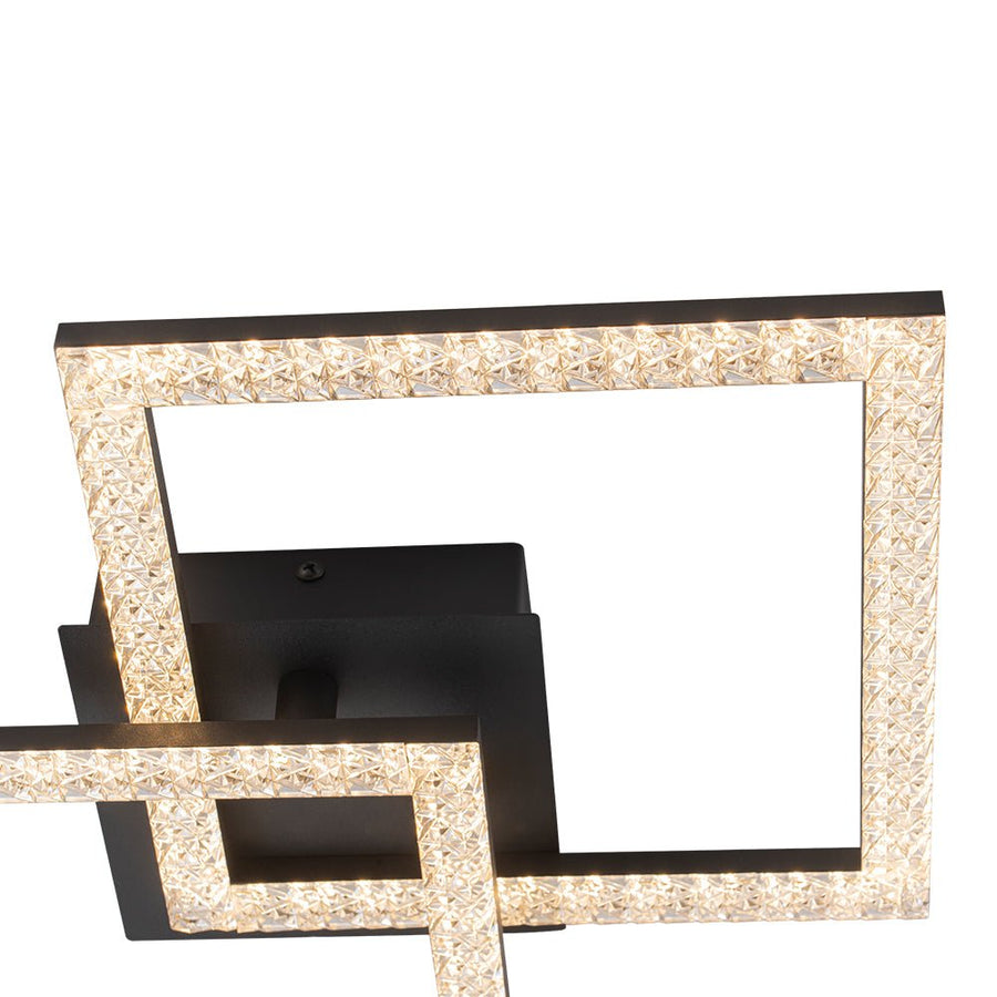 Chandelierias - Modern 2 - Light Square Cross Loop LED Semi - Flush Mount Ceiling Light - Semi Flush - Matte Black - 