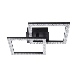 Chandelierias - Modern 2 - Light Square Cross Loop LED Semi - Flush Mount Ceiling Light - Semi Flush - Matte Black - 