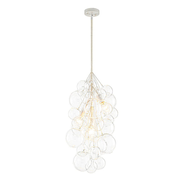 Chandelierias - Modern 3 - Light Clear Glass Grape Cluster Bubble Chandelier - Chandeliers - Black - 3 Bulbs