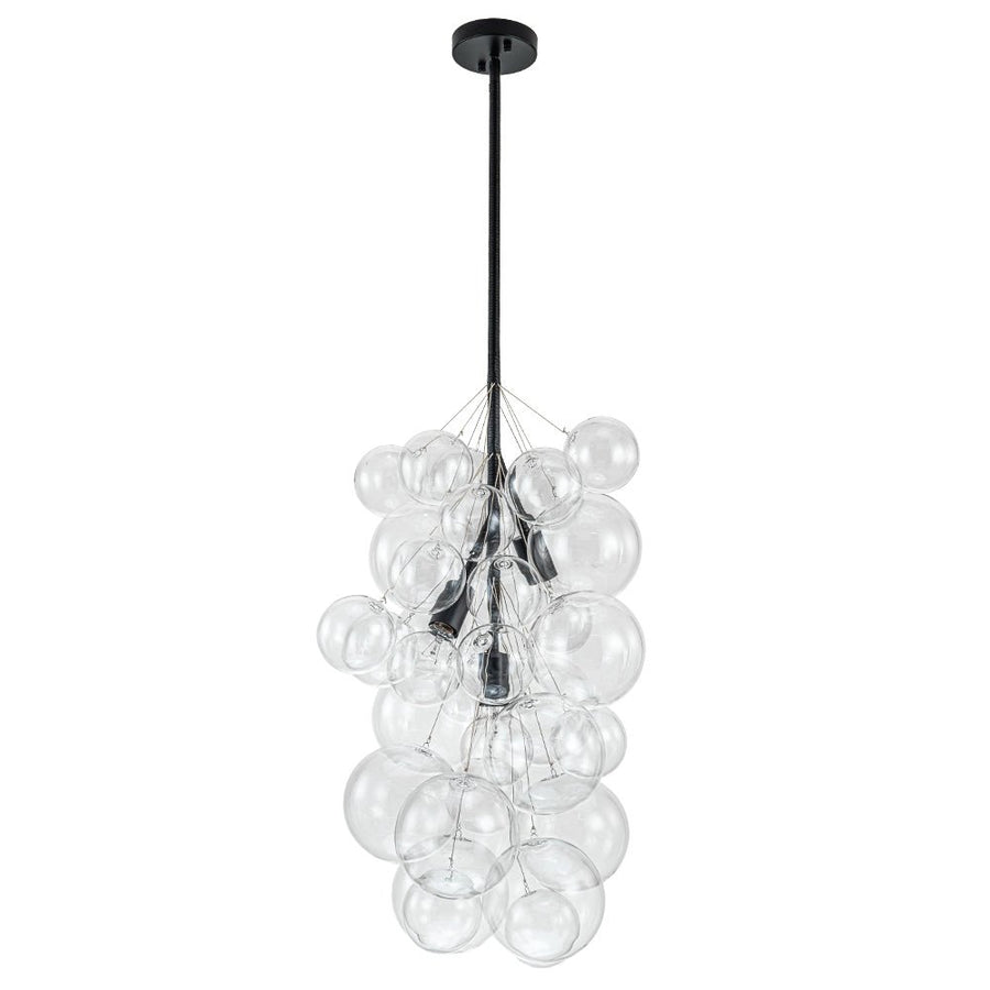 Chandelierias-Modern 3-Light Clear Glass Grape Cluster Bubble Chandelier-Chandeliers-Black-3 Bulbs