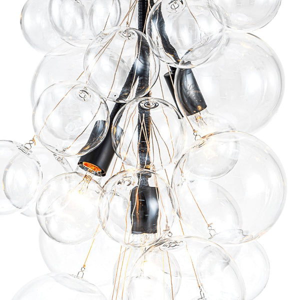 Chandelierias - Modern 3 - Light Clear Glass Grape Cluster Bubble Chandelier - Chandeliers - Black - 3 Bulbs