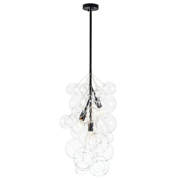 Chandelierias - Modern 3 - Light Clear Glass Grape Cluster Bubble Chandelier - Chandeliers - Black - 3 Bulbs