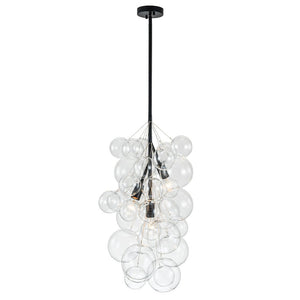 Chandelierias-Modern 3-Light Clear Glass Grape Cluster Bubble Chandelier-Chandeliers-Black-3 Bulbs