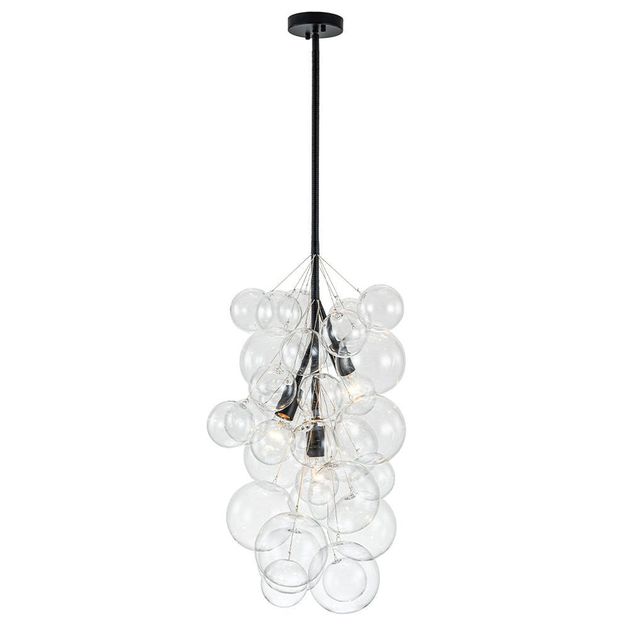 Chandelierias-Modern 3-Light Clear Glass Grape Cluster Bubble Chandelier-Chandeliers-Black-3 Bulbs