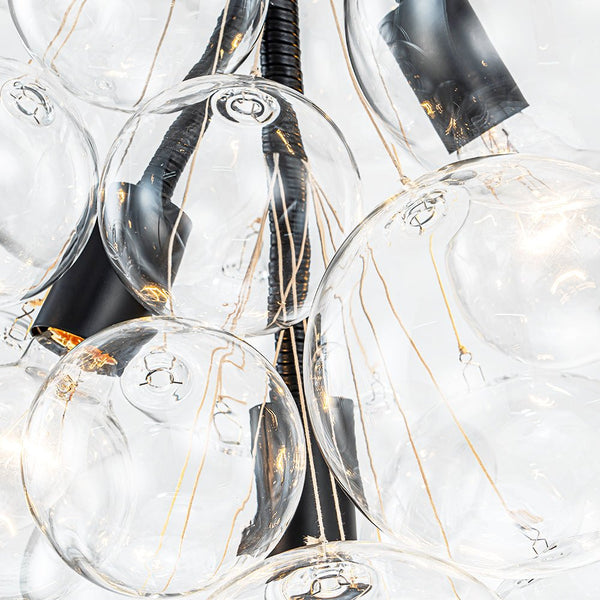 Chandelierias - Modern 3 - Light Clear Glass Grape Cluster Bubble Chandelier - Chandeliers - Black - 3 Bulbs