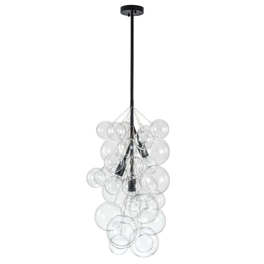 Chandelierias-Modern 3-Light Clear Glass Grape Cluster Bubble Chandelier-Chandeliers-Black-3 Bulbs