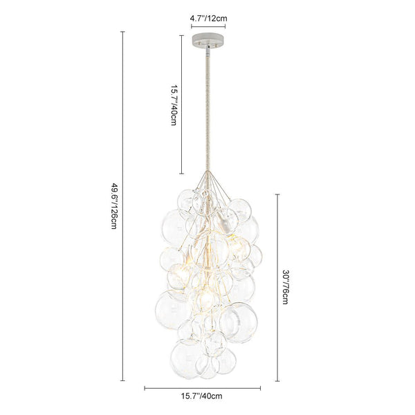 Chandelierias - Modern 3 - Light Clear Glass Grape Cluster Bubble Chandelier - Chandeliers - Black - 3 Bulbs