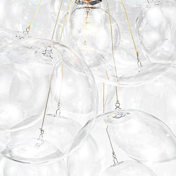 Chandelierias - Modern 3 - Light Clear Glass Grape Cluster Bubble Chandelier - Chandeliers - Black - 3 Bulbs