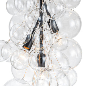 Chandelierias-Modern 3-Light Clear Glass Grape Cluster Bubble Chandelier-Chandeliers-Black-3 Bulbs