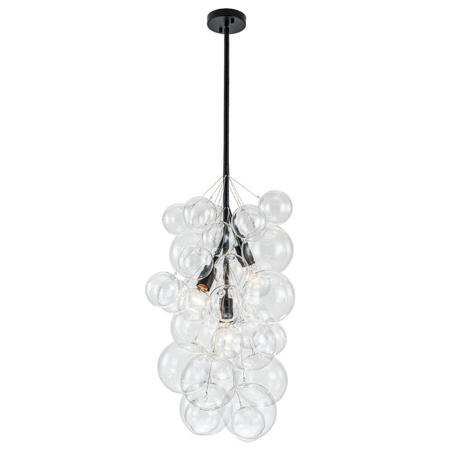 Chandelierias-Modern 3-Light Clear Glass Grape Cluster Bubble Chandelier-Chandeliers-Black-3 Bulbs