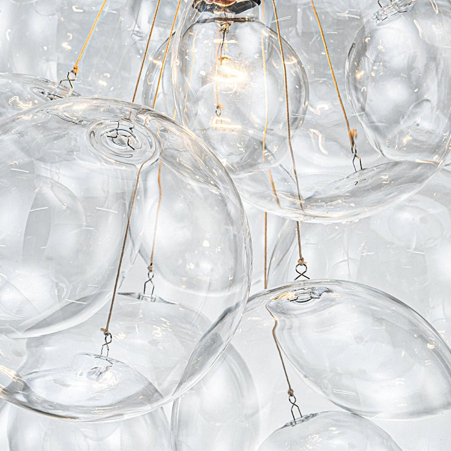 Chandelierias-Modern 3-Light Clear Glass Grape Cluster Bubble Chandelier-Chandeliers-Black-3 Bulbs