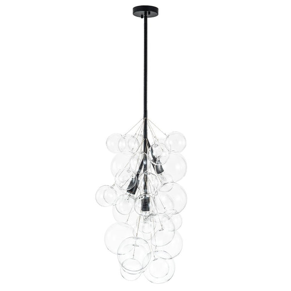 Chandelierias - Modern 3 - Light Clear Glass Grape Cluster Bubble Chandelier - Chandeliers - Black - 3 Bulbs