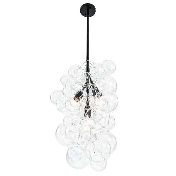 Chandelierias - Modern 3 - Light Clear Glass Grape Cluster Bubble Chandelier - Chandeliers - Black - 3 Bulbs