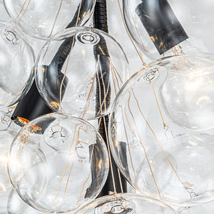 Chandelierias-Modern 3-Light Clear Glass Grape Cluster Bubble Chandelier-Chandeliers-Black-3 Bulbs