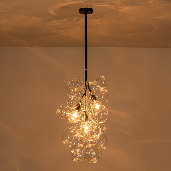 Chandelierias - Modern 3 - Light Clear Glass Grape Cluster Bubble Chandelier - Chandeliers - Black - 3 Bulbs