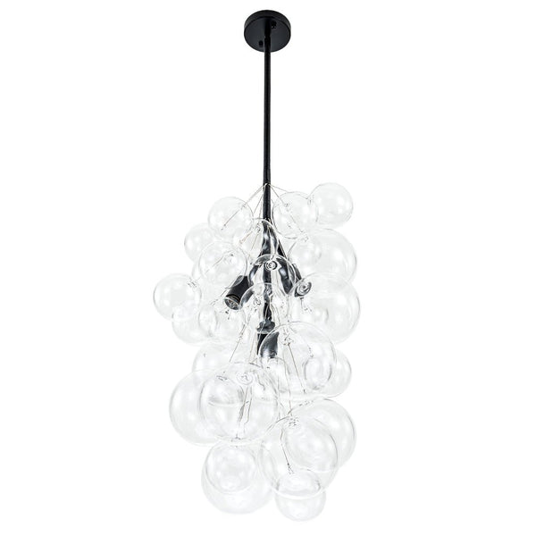 Chandelierias - Modern 3 - Light Clear Glass Grape Cluster Bubble Chandelier - Chandeliers - Black - 3 Bulbs