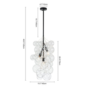 Chandelierias-Modern 3-Light Clear Glass Grape Cluster Bubble Chandelier-Chandeliers-Black-3 Bulbs