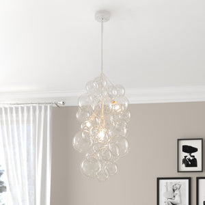 Chandelierias - Modern 3 - Light Clear Glass Grape Cluster Bubble Chandelier - Chandeliers - White - 3 Bulbs